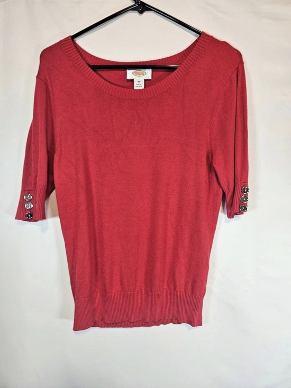 Talbots Red Button Cuff Blouse Size Medium